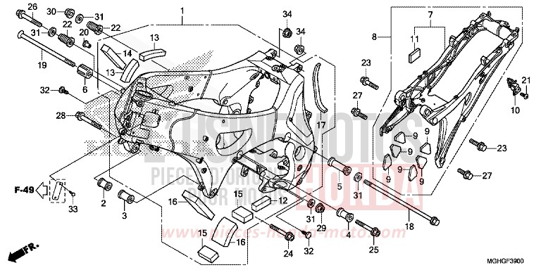 CARROSSERIE DE CHASSIS von VFR1200X "Crosstourer" DCT DEGITAL SILVER METALLIC (NHA30) von 2016